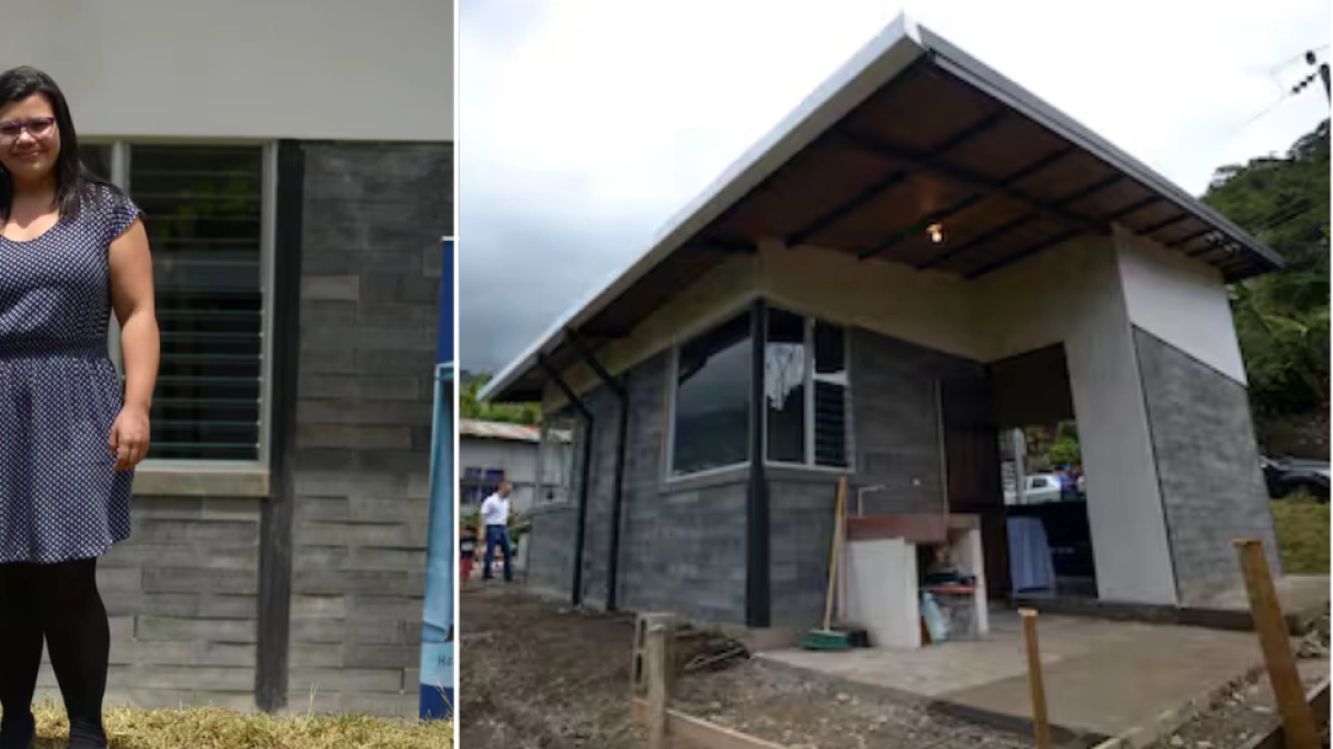 Madre soltera ahorró nueve años y construyó una casa con 850 bloques de plástico reciclado: 'Antes vivía en un cuarto, ahora tengo todo este espacio'