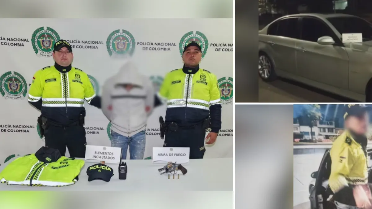 Esta es la identidad del falso policía capturado en un BMW en Bogotá: llevaba un arma de fuego con munición y tenía antecedentes