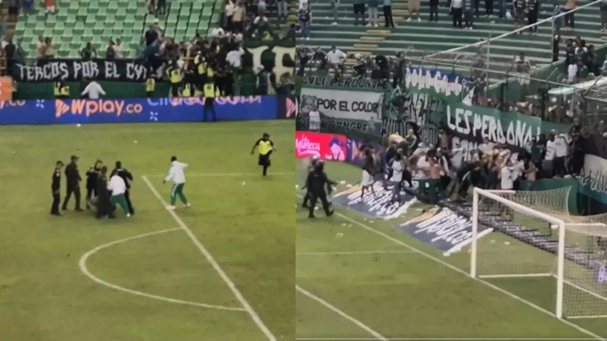 Video | El partido entre Deportivo Cali y Bucaramanga terminó abruptamente y en escándalo por la invasión de campo y los disturbios en Palmaseca