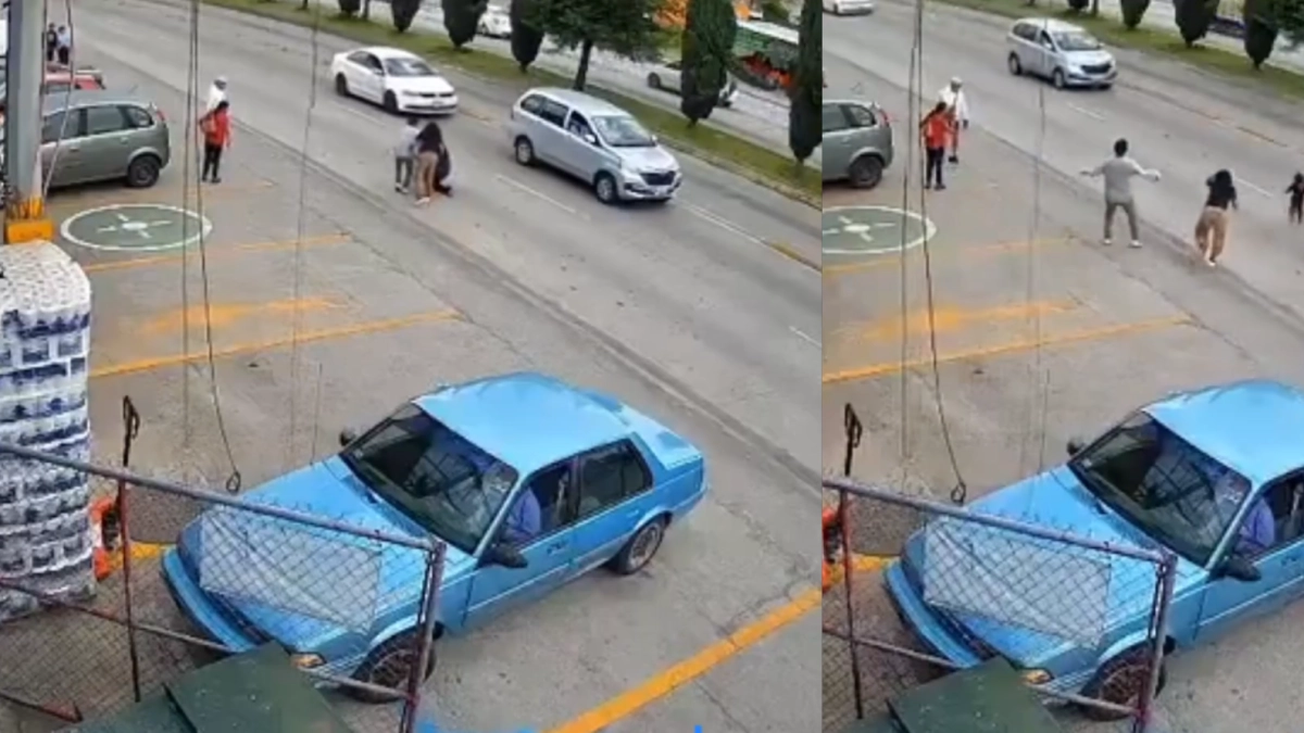 Videos muestran cómo una niña fue rescatada en Puebla, México, por un hombre que corrió para evitar que fuera atropellada en la vía pública