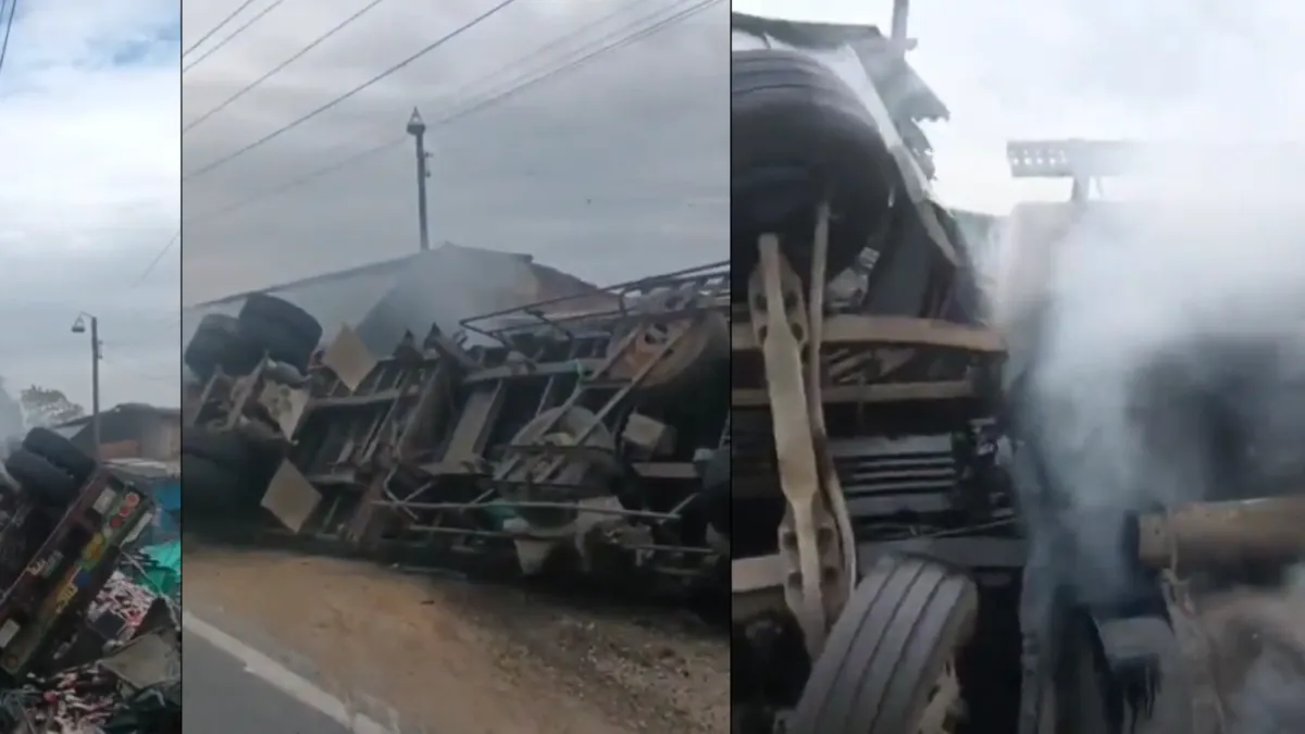 Impactantes imágenes de siniestro vial en Cundinamarca: tractocamión se volcó sobre vía que conecta a los municipios de Albán y Sasaima; esto se sabe