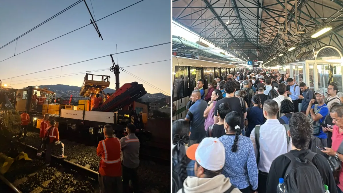 Imágenes | Caos en Medellín a raíz de daño en vehículo auxiliar del Metro que obligó a suspender el servicio en siete estaciones, incluida San Antonio
