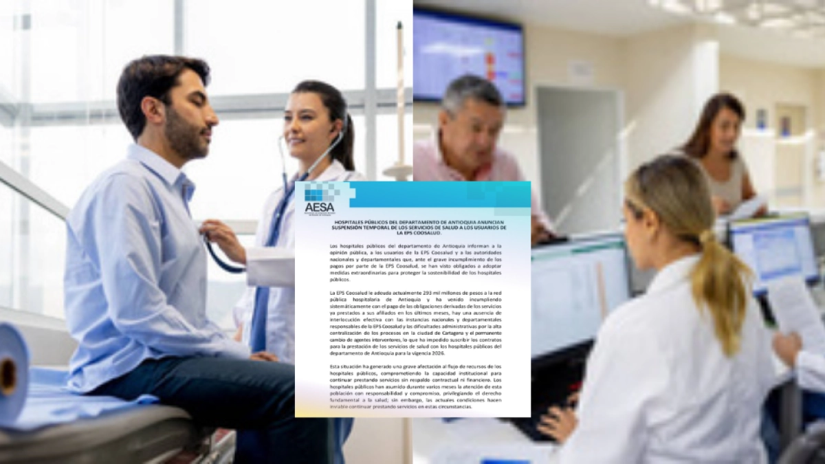 40 hospitales públicos de Antioquia suspenderán servicios no urgentes a usuarios de Coosalud