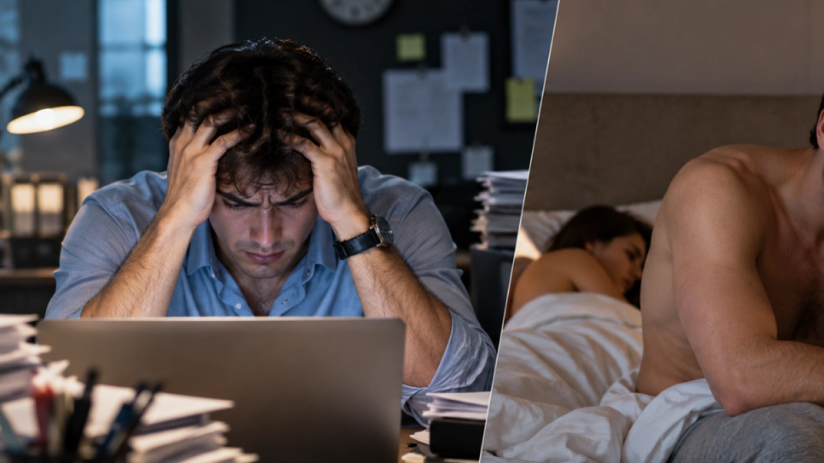 El estrés laboral también golpea la vida sexual: estudio lo vincula con disfunción eréctil en hombres jóvenes