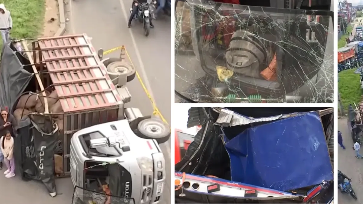 Hablaron implicados en accidente que involucró a tractocamión tipo niñera, carro y camiones en vía Bogotá-Mosquera: 'Colchones les salvaron la vida'