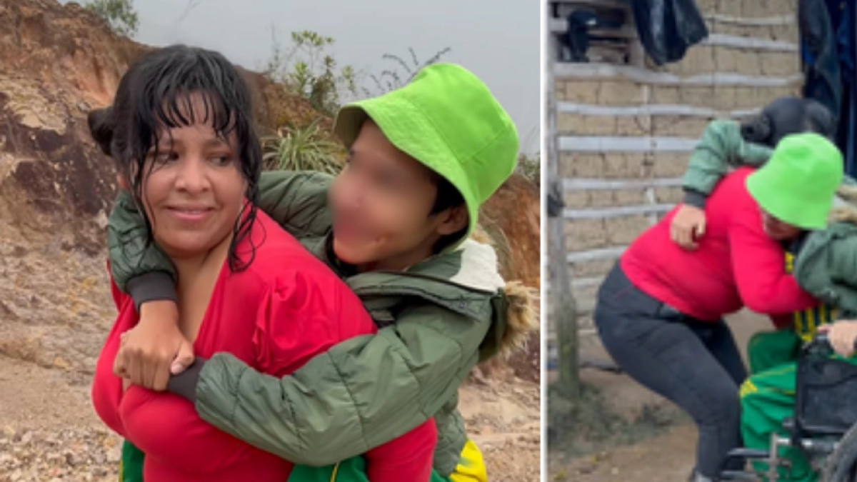 Yeimi, la valiente madre que carga a Misael para llevarlo a la escuela: 'Yo lo subo, estoy acostumbrada'