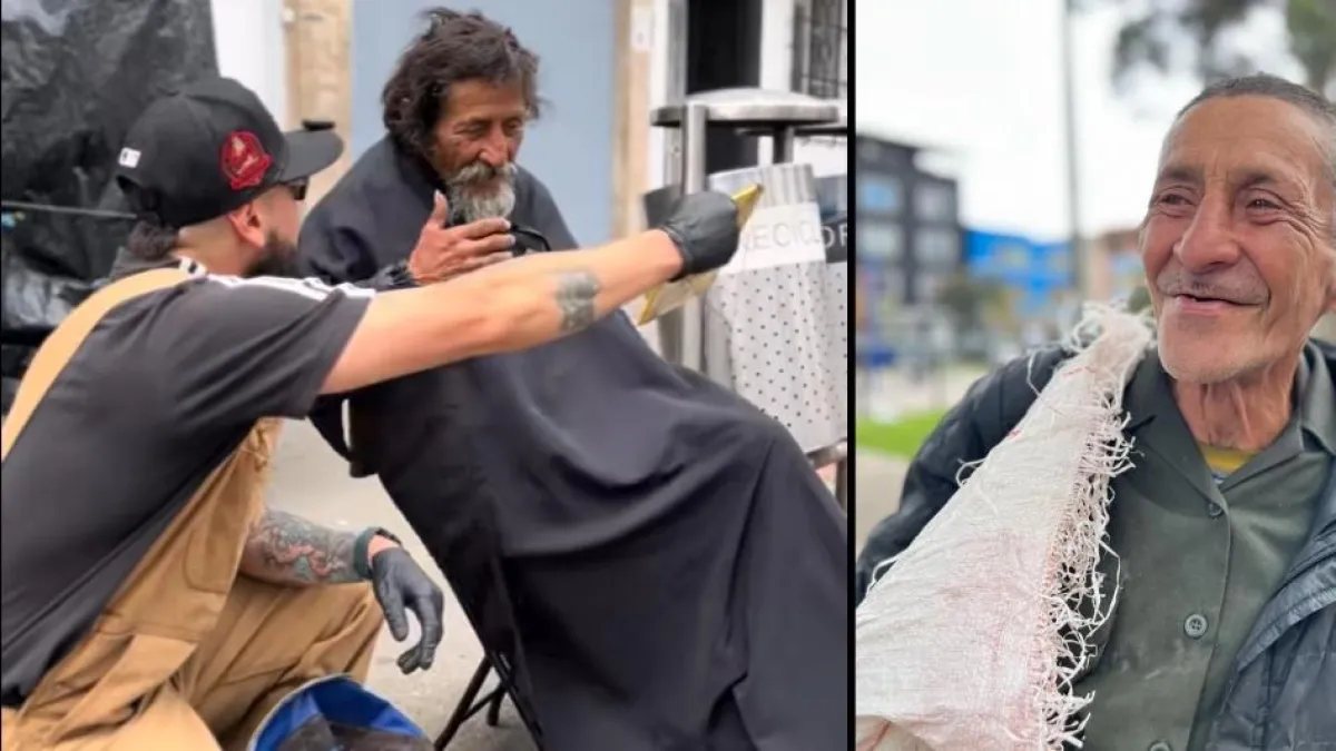 El barbero que le corta el cabello y la barba a habitantes de calle mientras escucha sus historias