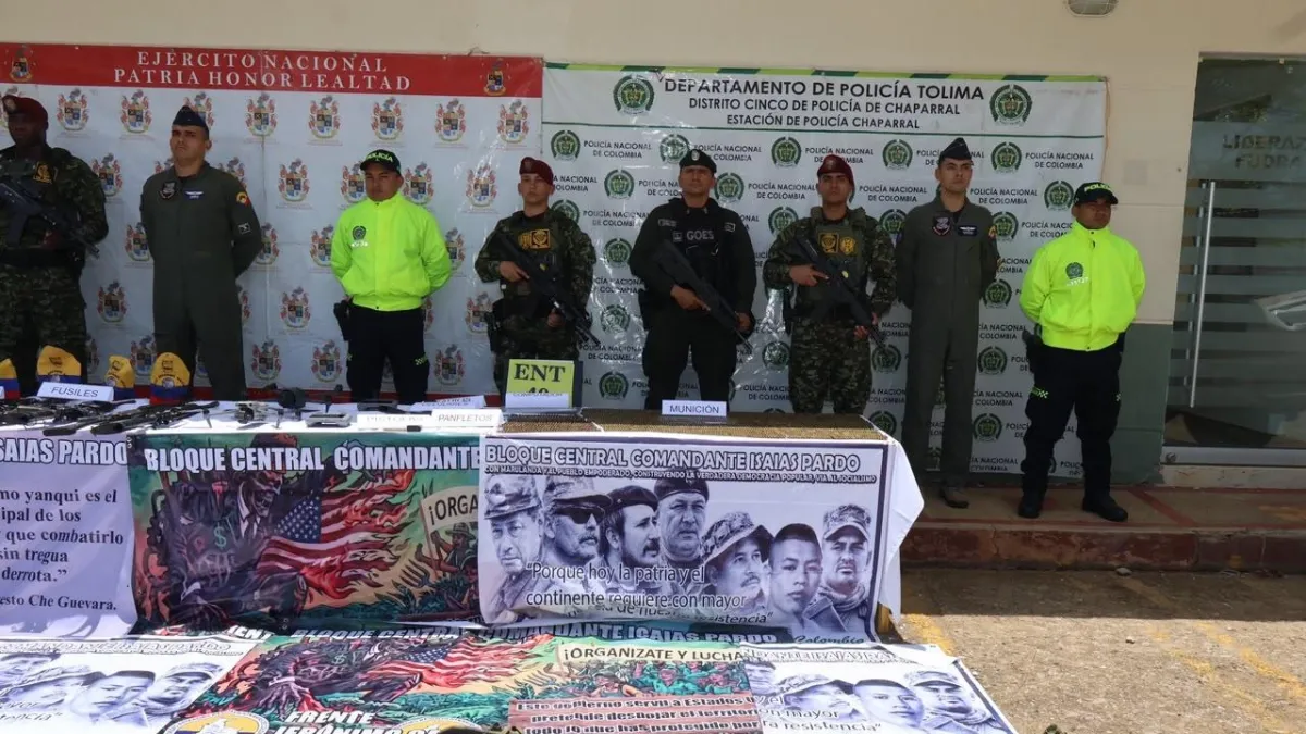 Drones y granadas improvisadas, entre el arsenal incautado al Frente ‘Gerónimo Galeano’, de las disidencias de ‘Mordisco’ en Tolima