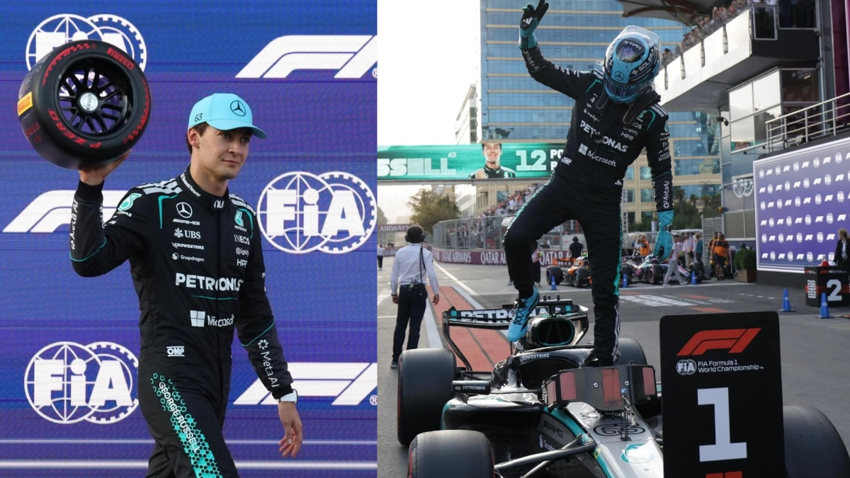 Agridulce clasificación para Mercedes: George Russell firmó la ‘pole position’ en el GP de Azerbaiyán, mientras que Kimi Antonelli estrelló su carro