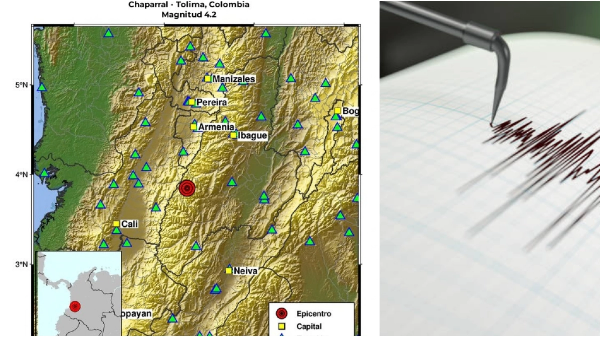 Fuerte temblor hoy en Colombia: SGC reportó sismo de 4,2 en Chaparral, Tolima; reportan que se sintió en Cali, Pereira y otras ciudades