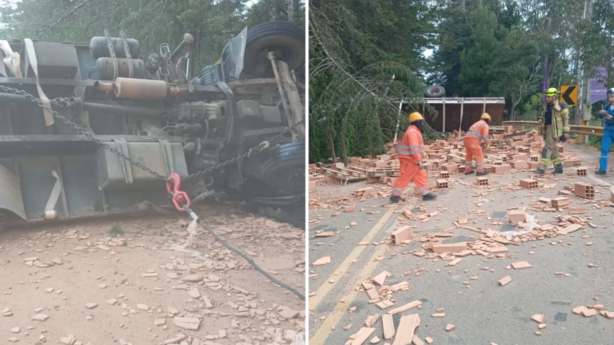 Atención: la variante de Las Palmas, en el oriente de Antioquia, permanece cerrada por el volcamiento de un vehículo de carga en el medio de la vía