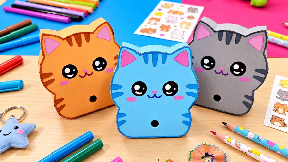 Cómo hacer un sacapuntas en forma de gato con cartón reciclado y materiales que puede tener en casa: paso a paso
