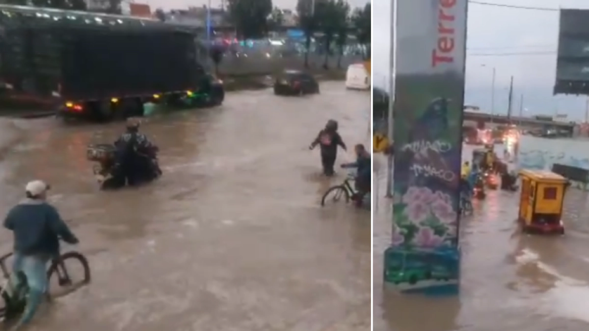Emergencia por fuertes lluvias en Soacha, Cundinamarca: vehículos quedaron atrapados en las inundaciones que se reportaron este 14 de octubre