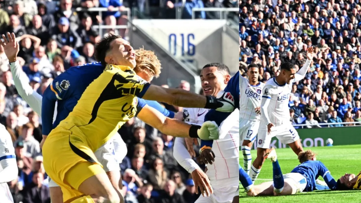 Video | Emiliano ‘Dibu’ Martínez sufre impresionante golpe en pleno partido de la Premier: salió de urgencia en camilla y con cuello ortopédico