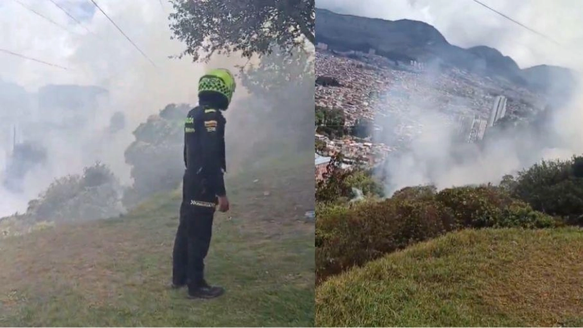 Imágenes del incendio forestal en el sur de Bogotá este domingo: bomberos atendieron la emergencia en Rafael Uribe Uribe