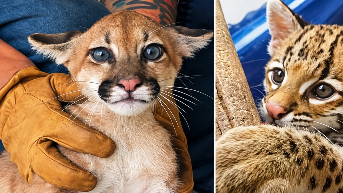 Mufasa y Aurelio, el puma y el ocelote rescatados en Bolivia tras ser usados como mascotas: llegaron con parásitos y bajo peso