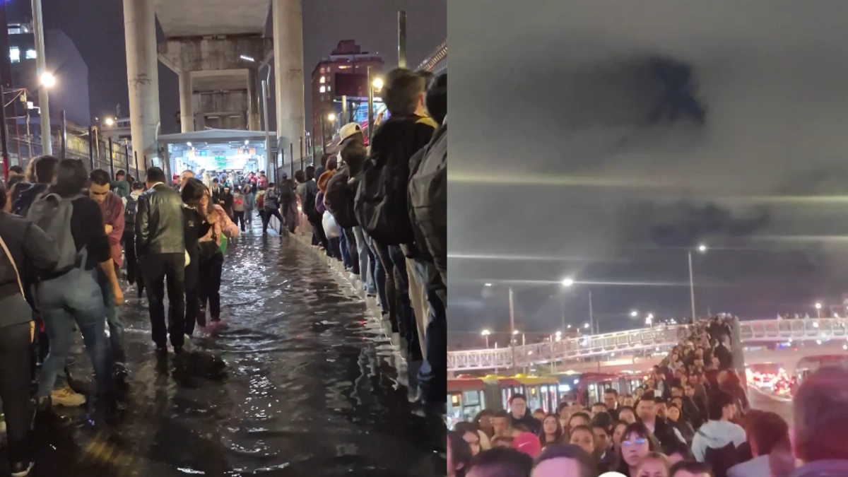 Videos | Reportan inundaciones en estación de TransMilenio de la Av. Caracas en Bogotá tras fuertes lluvias en la ciudad