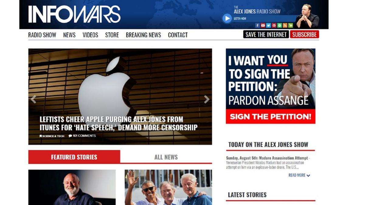 Aplicación de infowars sigue en la Appstore