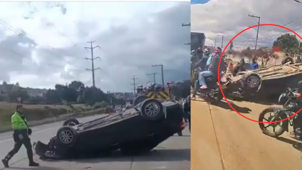 Reportan grave accidente en Bogotá con carro volcado en la avenida Boyacá; autoridades hacen presencia en la zona