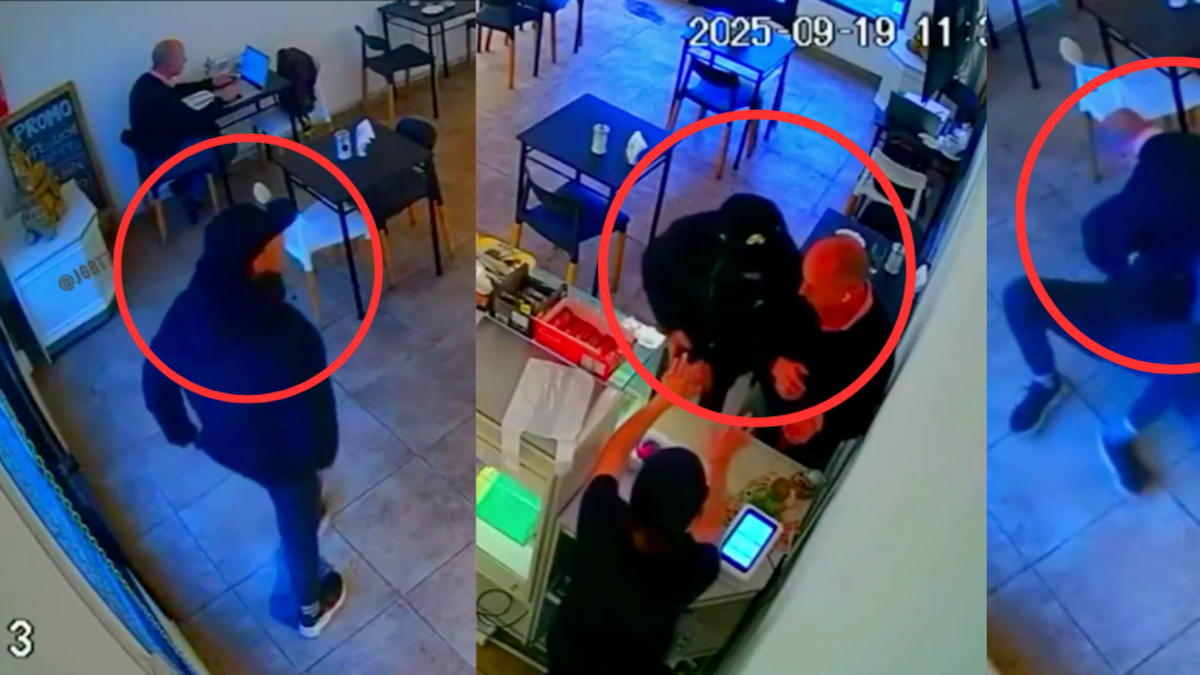Video del momento en el que vendedor y cliente frustran robo en restaurante y golpean al ladrón con masa para pizzas en Argentina