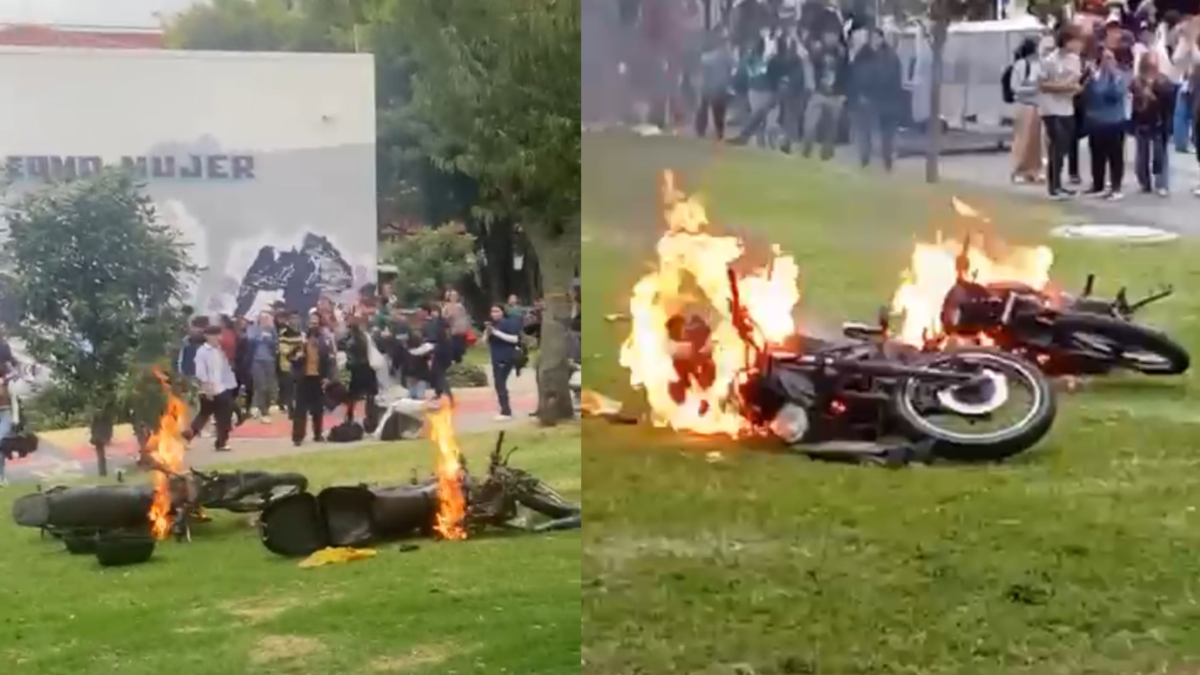 Caos dentro del campus de la Universidad Nacional en Bogotá: dos motos fueron incineradas en la institución