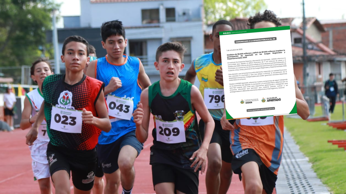 Por desfalco y déficit presupuestal de $7.000 millones, 400 jóvenes de Apartadó (Antioquia) no participarían de los Juegos Departamentales 2025