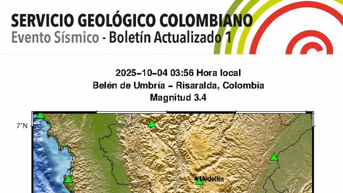 Temblor en Colombia hoy 4 de octubre| Servicio Geológico Colombiano reportó sismo de magnitud mayor a 3 puntos: epicentro y más detalles