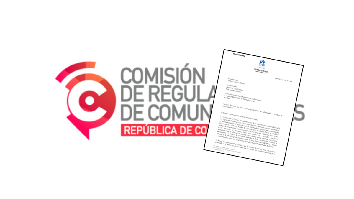 Atención | Defensoría del Pueblo pide a la CRC retirar el requerimiento de información a los medios de comunicación