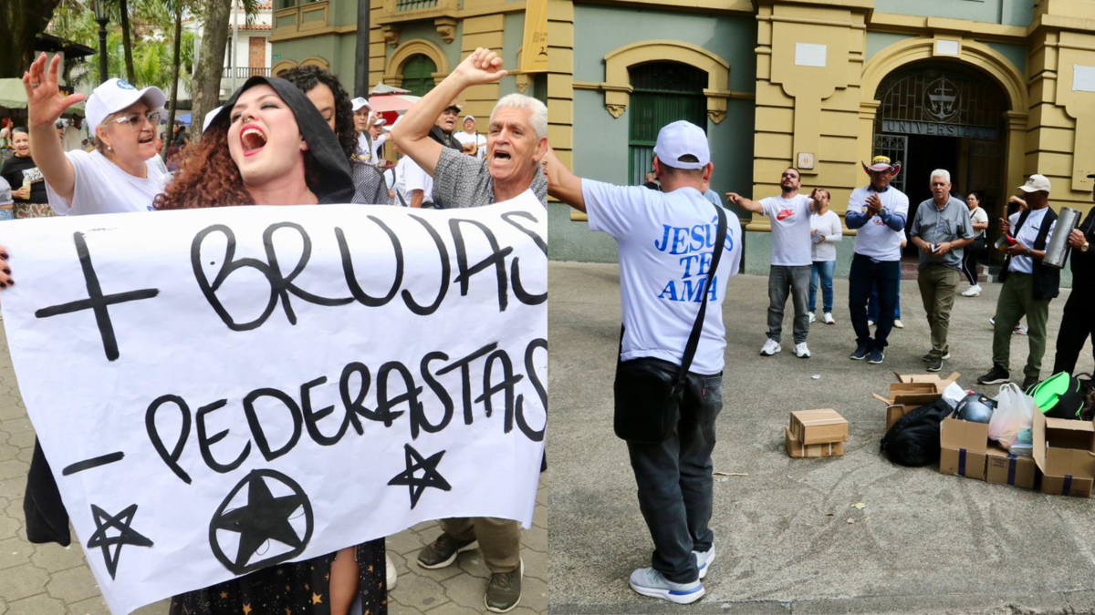 Fotos | Tras varios días de polémicas, con protestas y confrontaciones verbales se vivió el primer día de la Feria de brujería de Comfama en Medellín