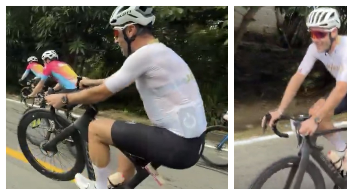 Vincenzo Nibali se goza el Giro de Rigo y hace acrobacias en su bicicleta por las calles de Barranquilla: video