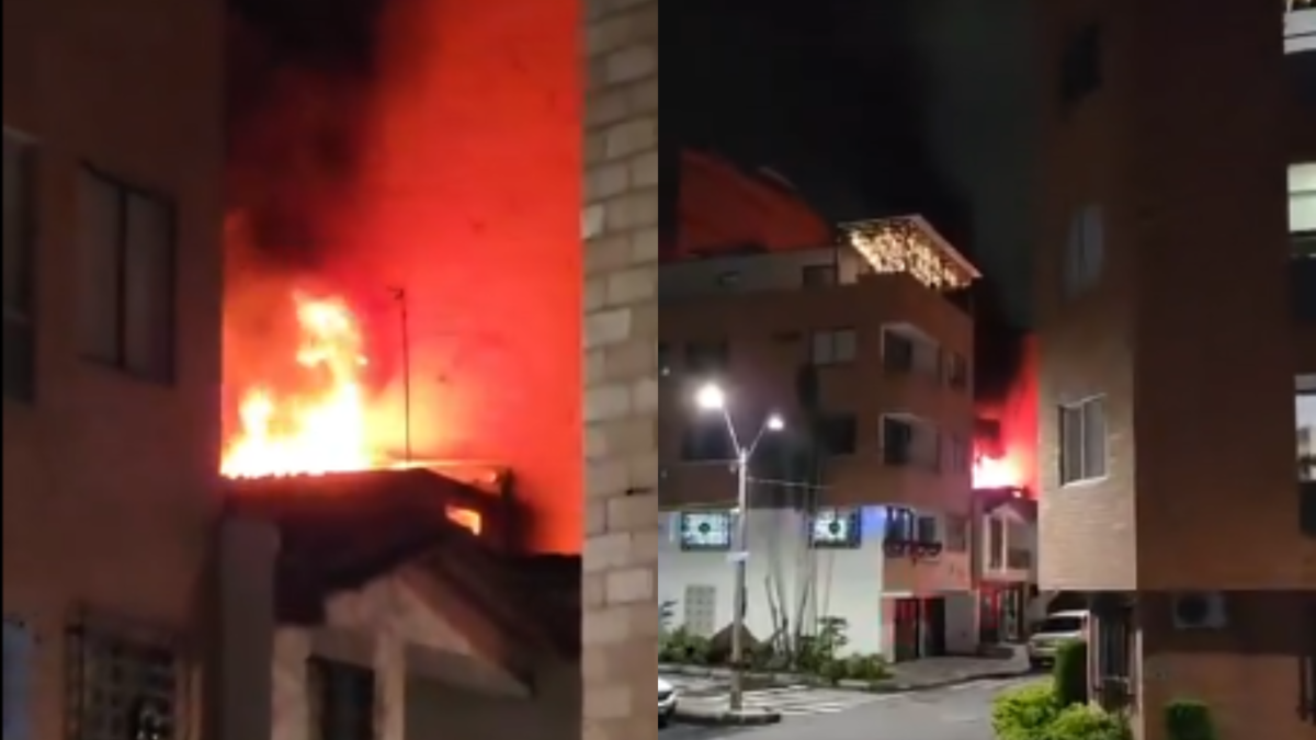 El primer incendio de la temporada decembrina en Antioquia se registró en Envigado: un globo de mecha cayó sobre una vivienda