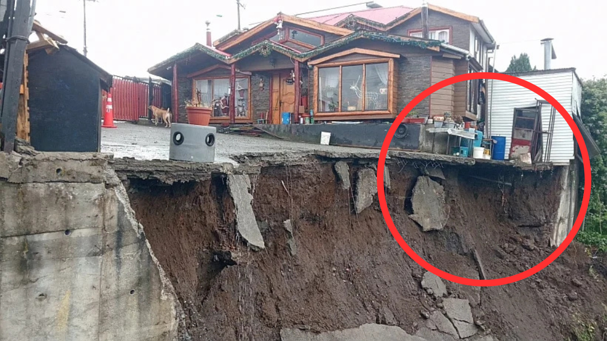 Casa quedó al borde del abismo tras remoción en masa en Chile: familia asegura que con solo una ráfaga de viento y la casa se desploma