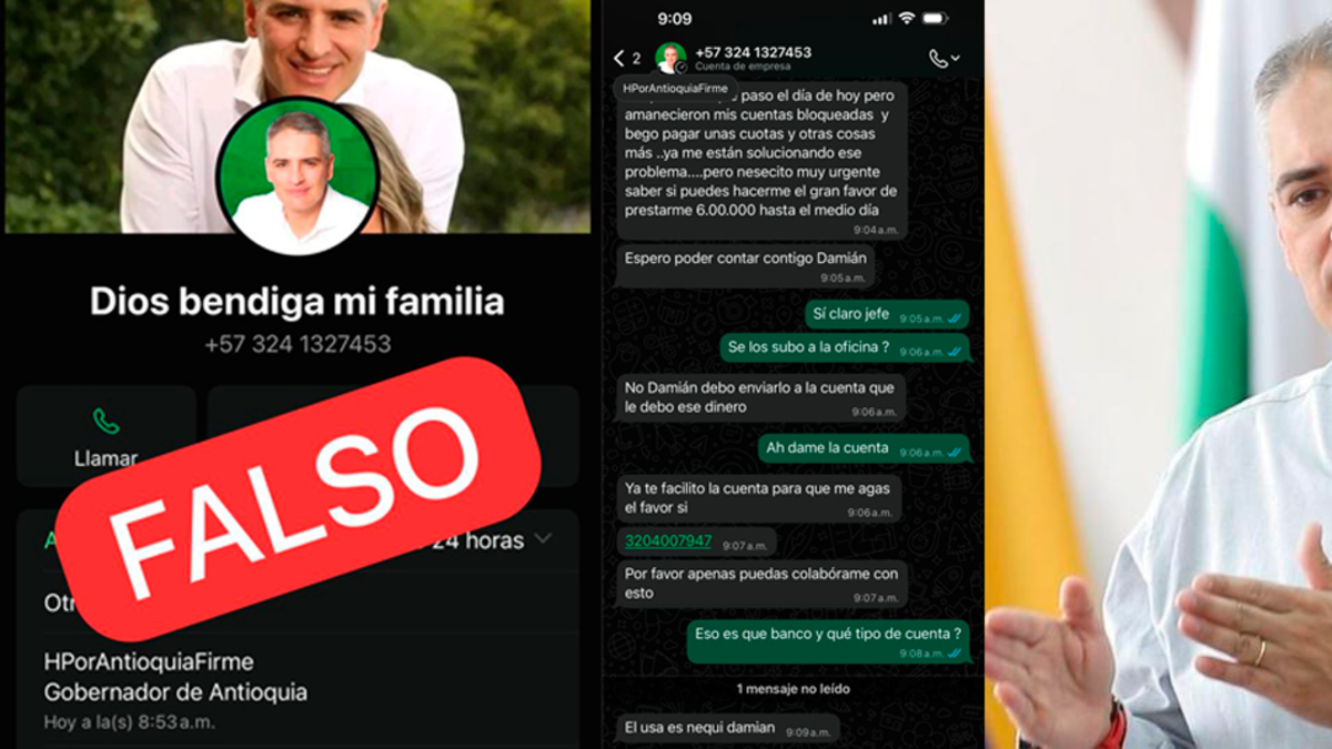 ¡Alerta! Así están usando el nombre del gobernador de Antioquia para estafar y robar a personas vía WhatsApp