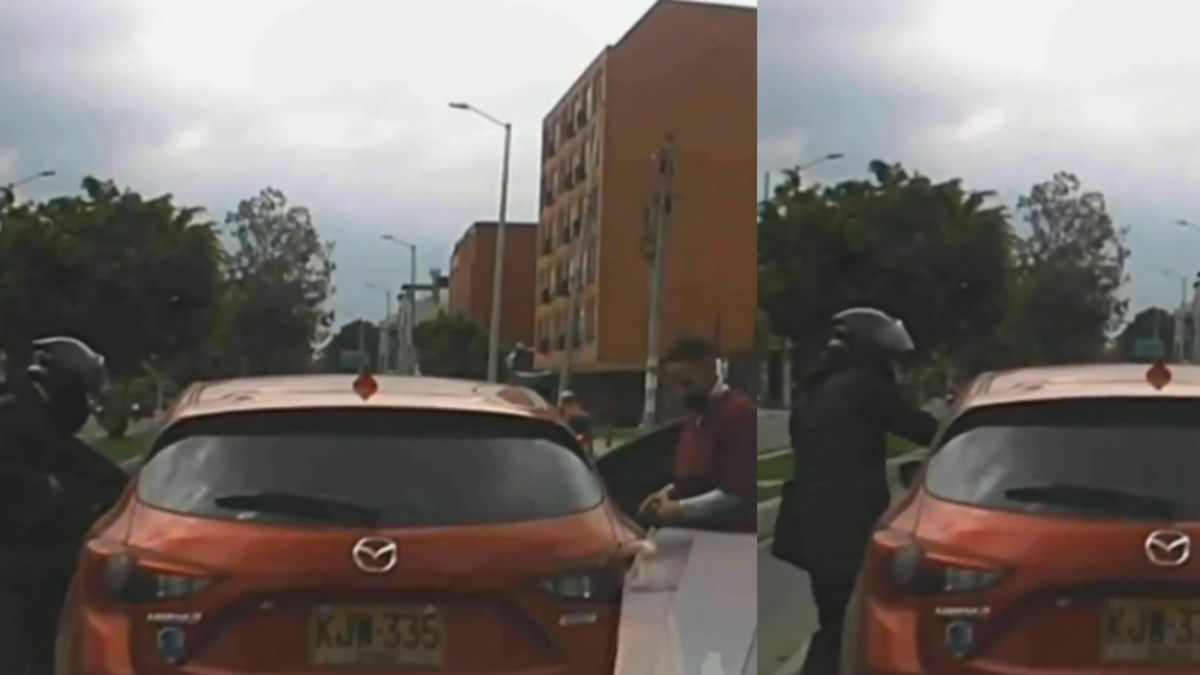 Video | Delincuentes armados rompen las ventanas de un vehículo en Bogotá para robar a pasajeros durante cambio de semáforo