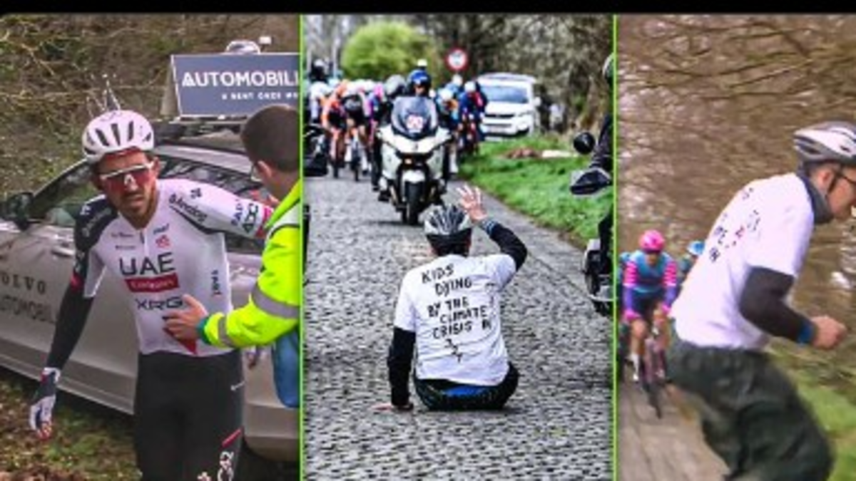 Video | Juan Sebastián Molano sufrió brutal caída en la Vuelta a Brujas: un activista climático se le atravesó en la vía