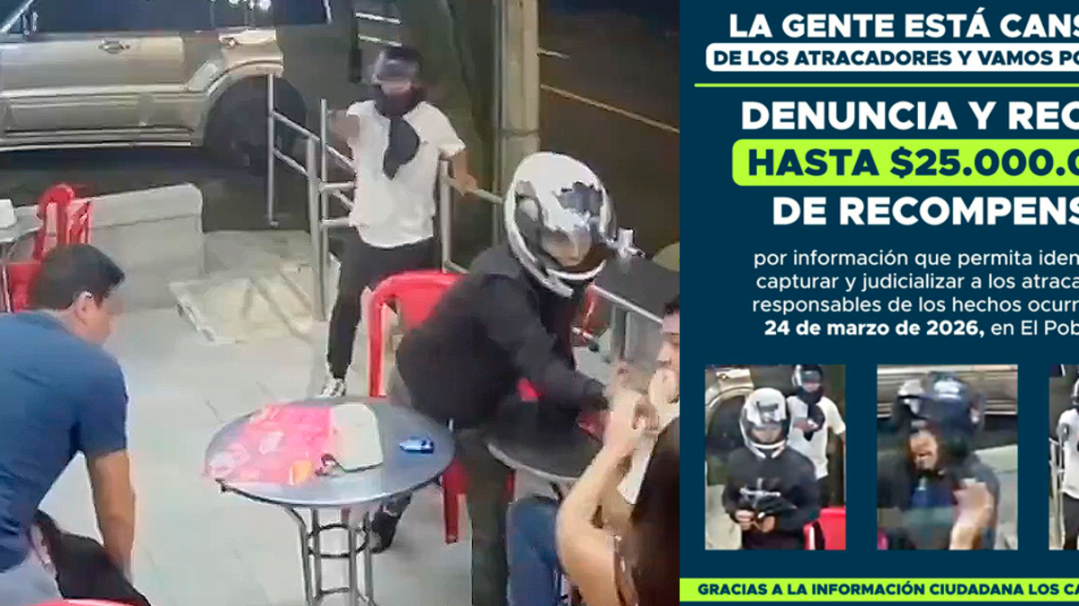 En video | Así fue el atraco de tres hombres armados a comensales que departían en El Poblado: autoridades ofrecen millonaria recompensa