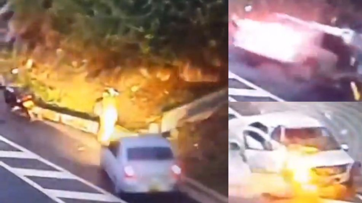 Video | Motociclista paró a orinar y se salvó de ser arrollado por un carro que terminó en llamas en la vía Pamplona - Cúcuta: una persona murió