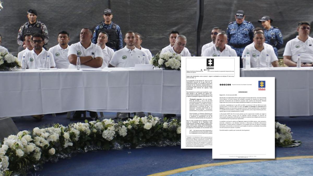 Fiscalía y Alto Comisionado de Paz explican los efectos de la suspensión de las órdenes de captura de los 23 capos de la mesa de paz urbana de Itagüí
