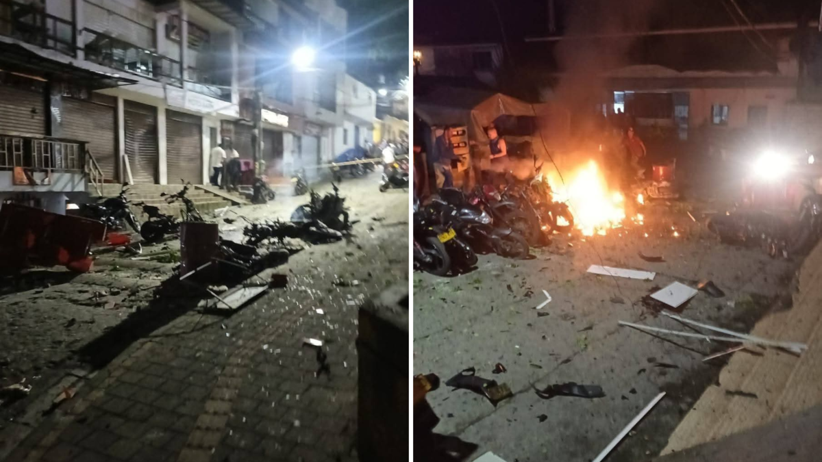 Reportan detonación de una motobomba frente a la estación de Policía de Briceño, Antioquia: un patrullero resultó herido