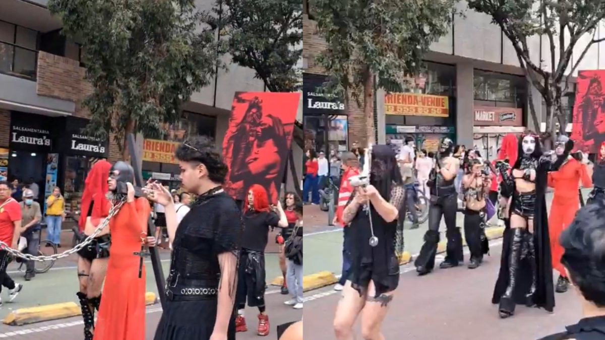 Video| Rechazo por grupo de 'satanicos' que interrumpieron la misa en la iglesia de San Francisco en Bogotá y marcharon por la carrera séptima