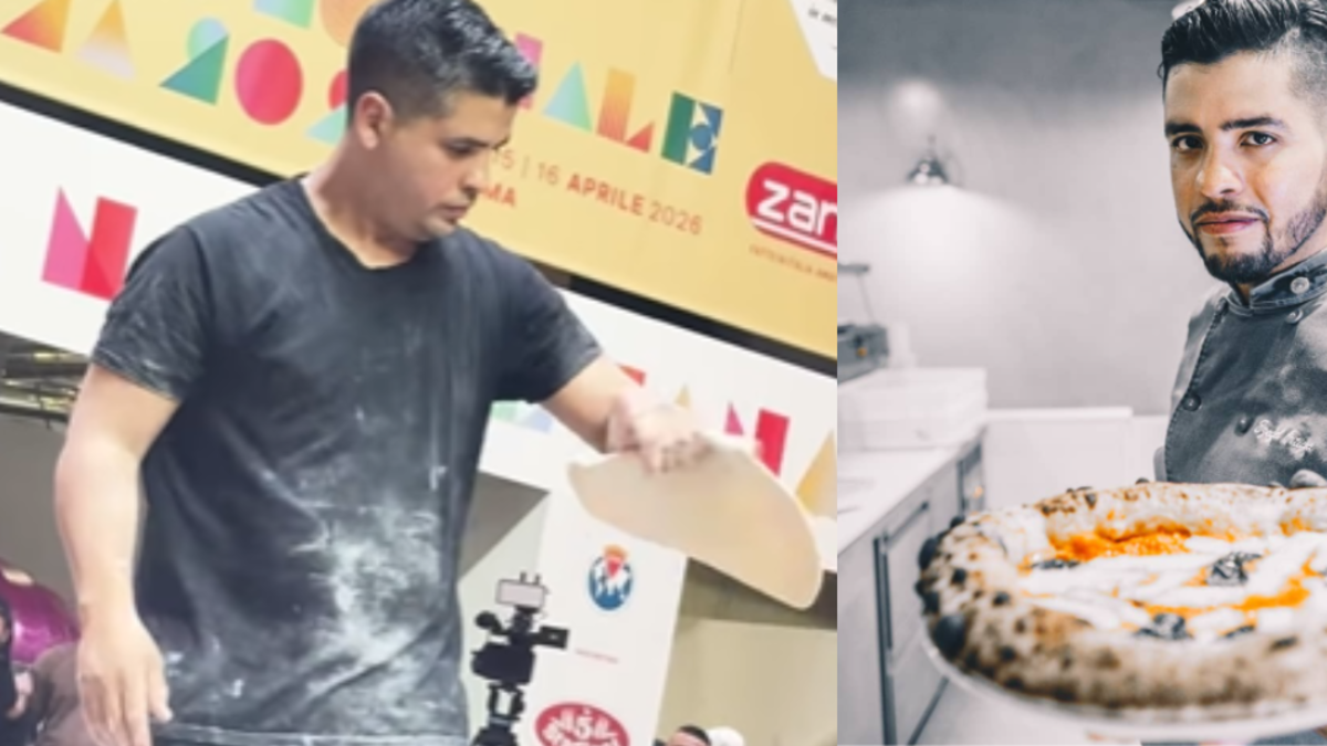 El ‘Maradona de la Pizza’ ganó medalla de plata en el Mundial tras realizar acrobacias con una masa de seis kilos: ‘Aprendí viendo videos en YouTube’