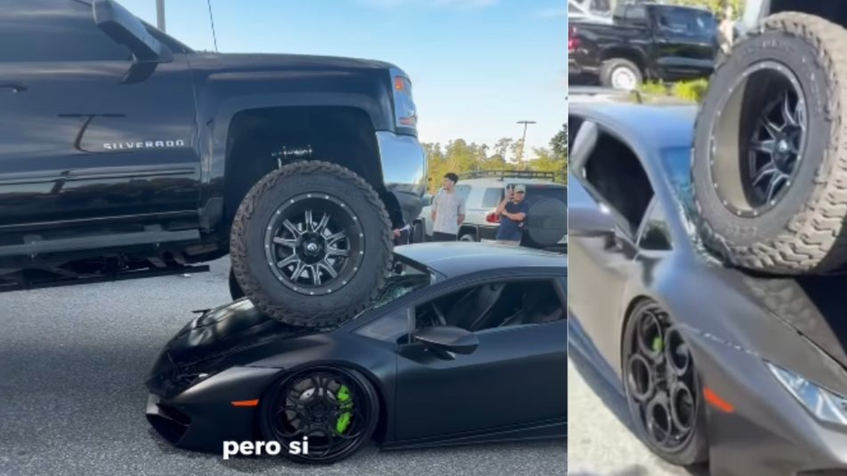 Mujer estacionó su camioneta sobre un Lamborghini en centro comercial de Florida: el incidente que se volvió viral en redes