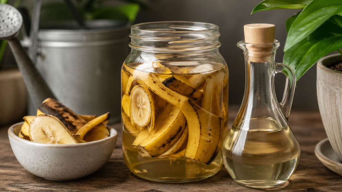 Mezclar cáscara de banano con vinagre: el fertilizante casero que gana terreno en los hogares para el cuidado natural de las plantas