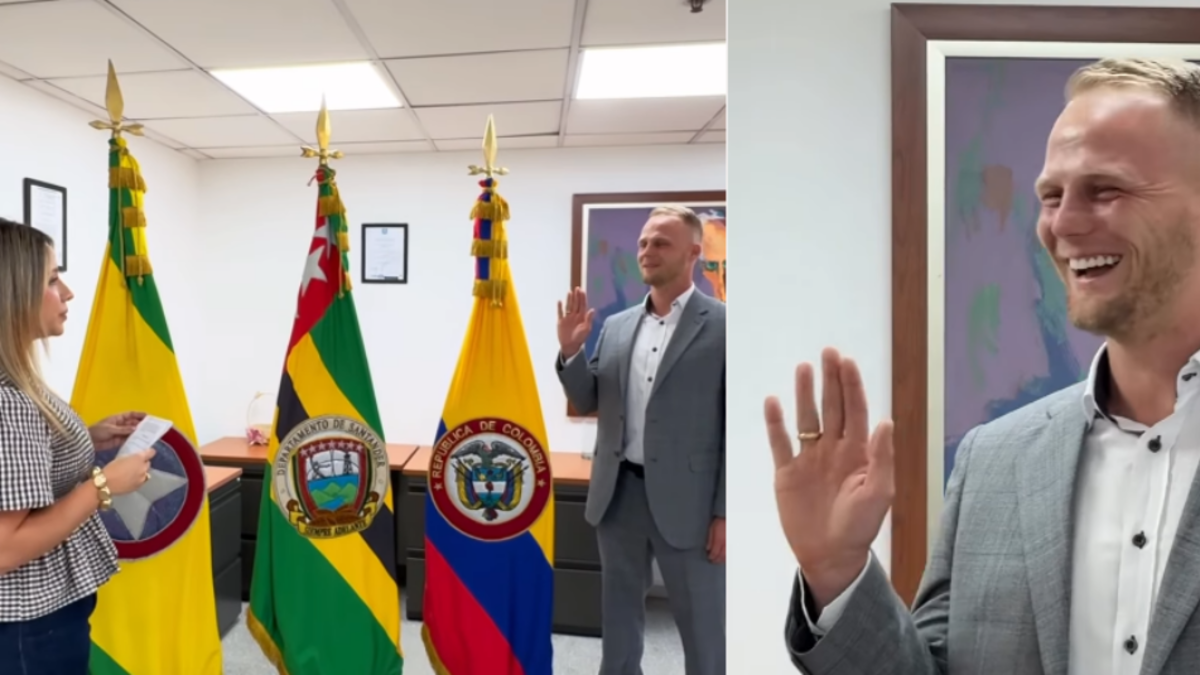 Dominic Wolf reveló video cuando recibió la nacionalidad colombiana: entre lágrimas juró obedecer la Constitución de Colombia