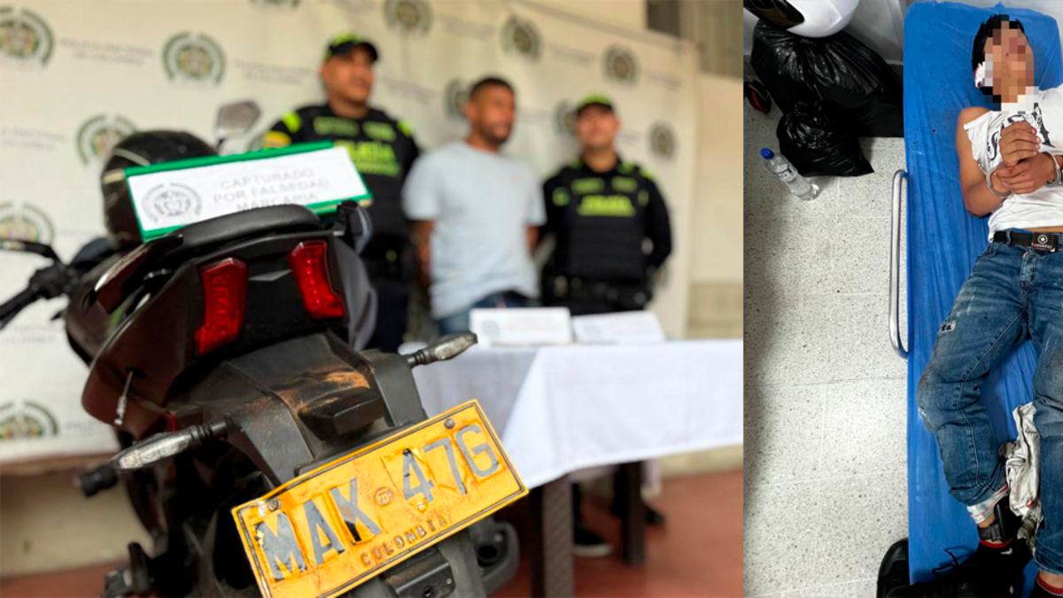 Persecución de película en Medellín: cayeron dos señalados atracadores que fueron grabados atracando en vía pública, uno tenía brazalete del Inpec
