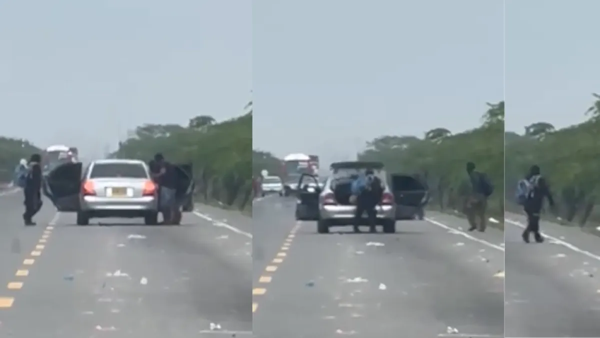 Piratas terrestres vuelven a sembrar terror en La Guajira: hombres armados asaltan vehículo en plena vía y quedan en video