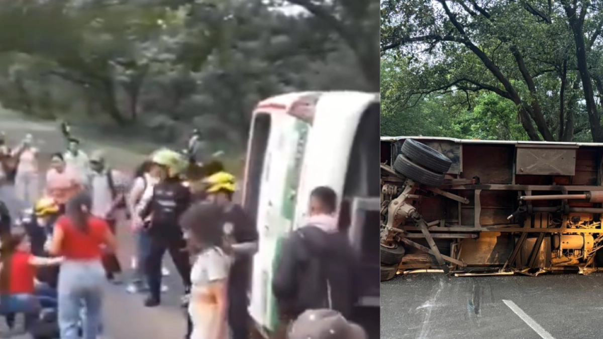 Video e imágenes del grave accidente de bus en vía Girardota-Barbosa, cerca a Medellín, que dejó al menos 21 heridos: esta es la empresa involucrada