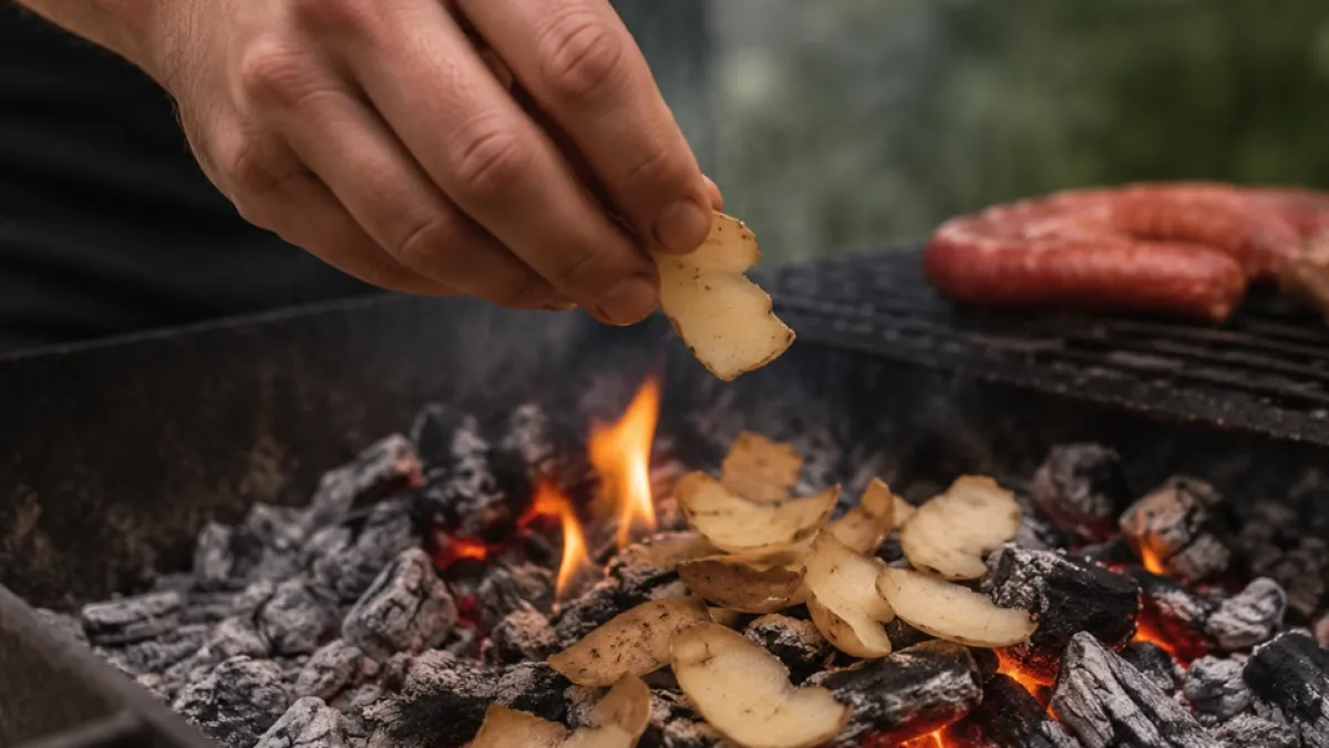 El truco de las cáscaras de papa en el asado: por qué algunos parrilleros las tiran sobre las brasas