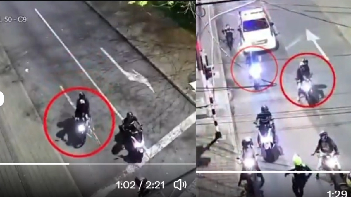 De película, video de cómo motociclistas armados iban a robar a otro en las calles de Medellín y la Policía lo evitó: el alcalde presentó la grabación