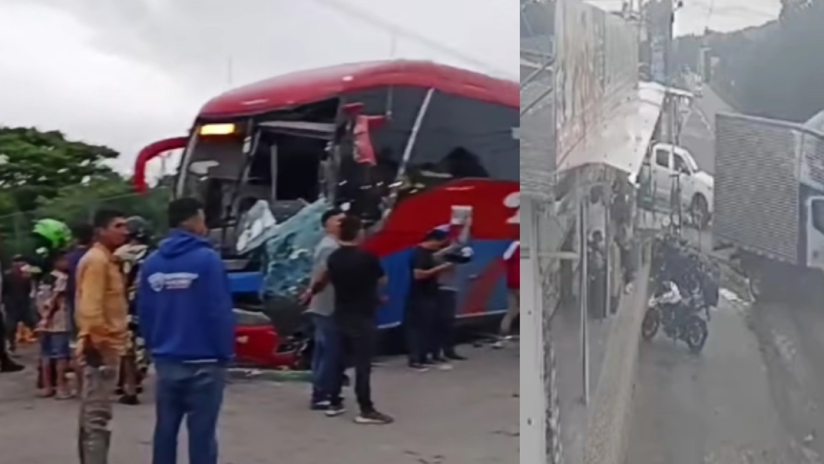 Video captó el momento de un grave accidente entre un bus y otros dos carros en Santander; el siniestro dejó un muerto y tres heridos